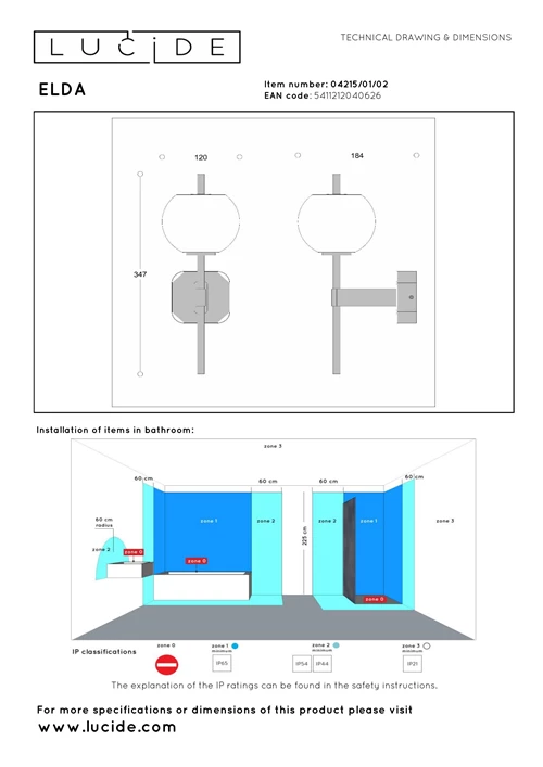 Lucide ELDA - Applique murale Salle de bains - 1xG9 - IP44 - Or Mat / Laiton - technique